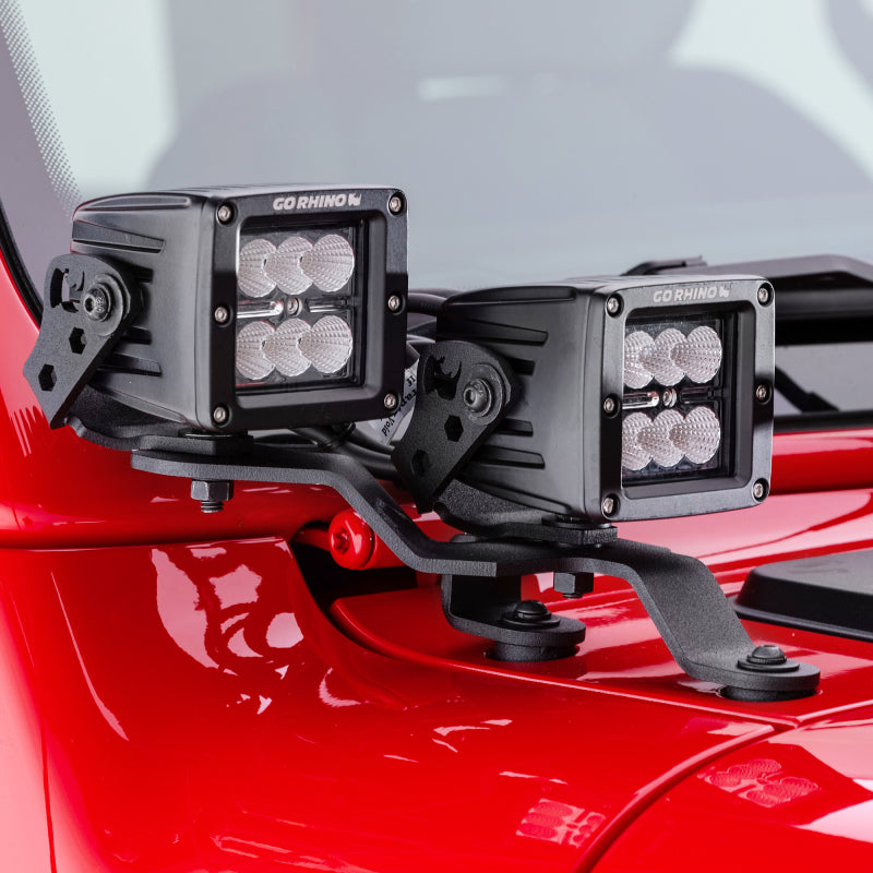 Go Rhino 730231T 18-20 Jeep Wrangler JL/JLU/Gladiator JT Light Mount - Two 3in Cubes Offset