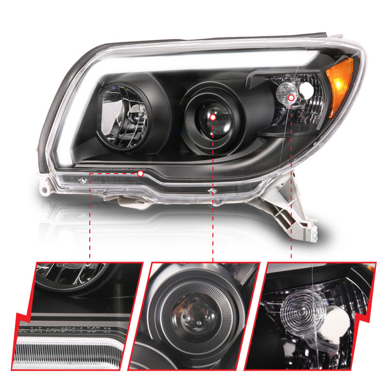 ANZO 111616 06-09 Toyota 4 Runner Projector Headlights Plank Style - Black