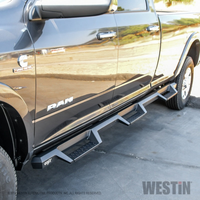 Westin 56-534345 /HDX 19-20 RAM 2500/3500 Crew Cab (8ft Bed) Drop Wheel to Wheel Nerf Step Bars - Txt Black