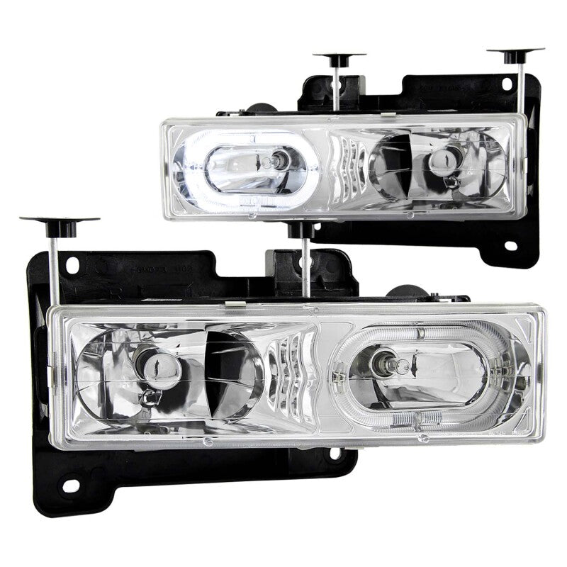 ANZO 111006 1988-1998 Chevrolet C1500 Crystal Headlights Chrome w/ Halo