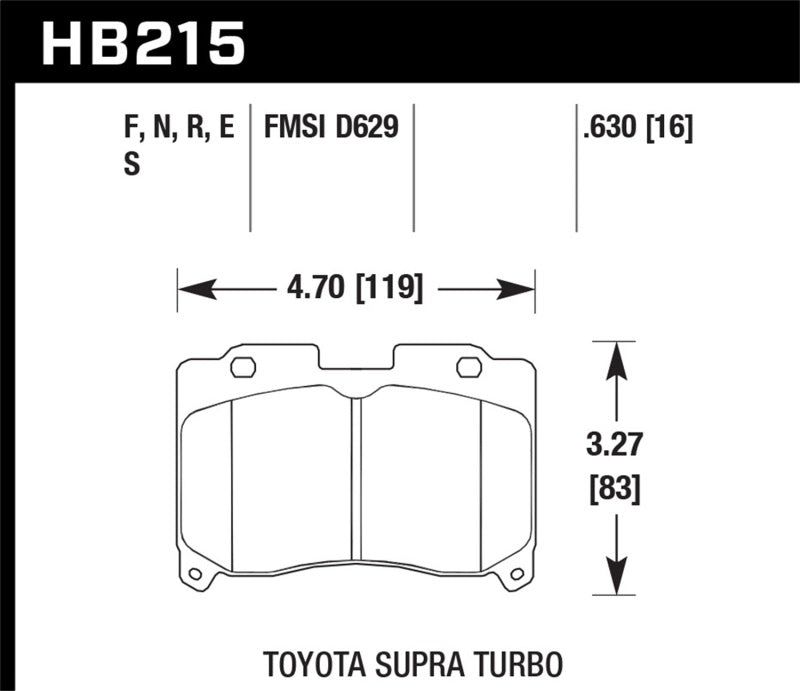 Hawk Performance HB215N.630 Hawk 93-98 Toyota Supra TT HP+ Street Front Brake Pads