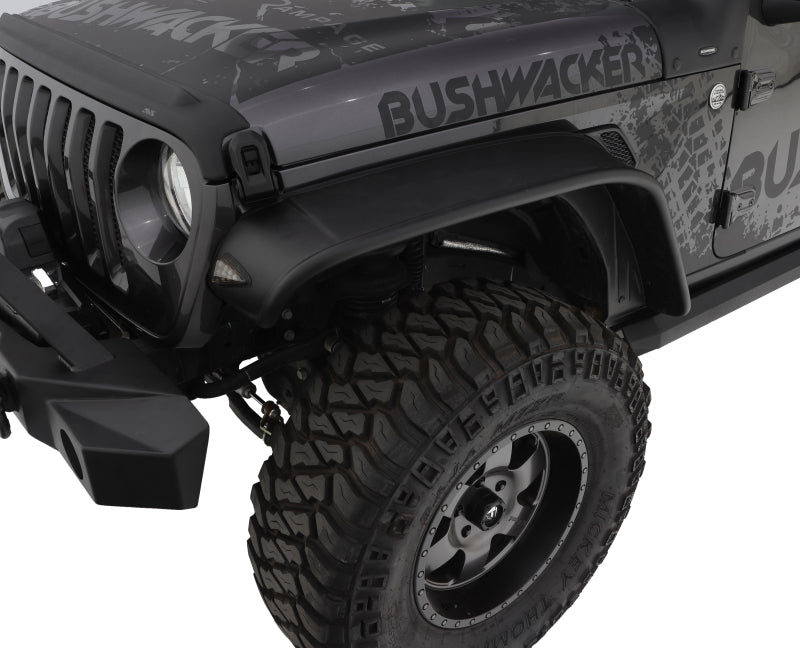 Bushwacker 10101-07 18-22 Jeep Wrangler JL 2/4 Door Front Flat Style Flares 2pc - Black