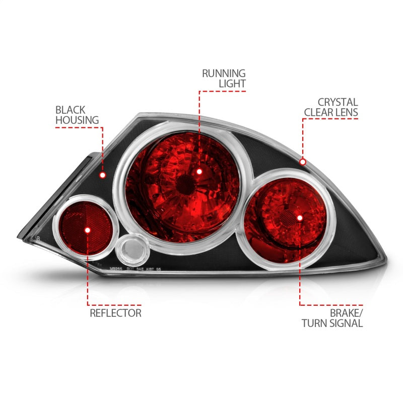 ANZO 221081 2000-2005 Mitsubishi Eclipse Taillights Black