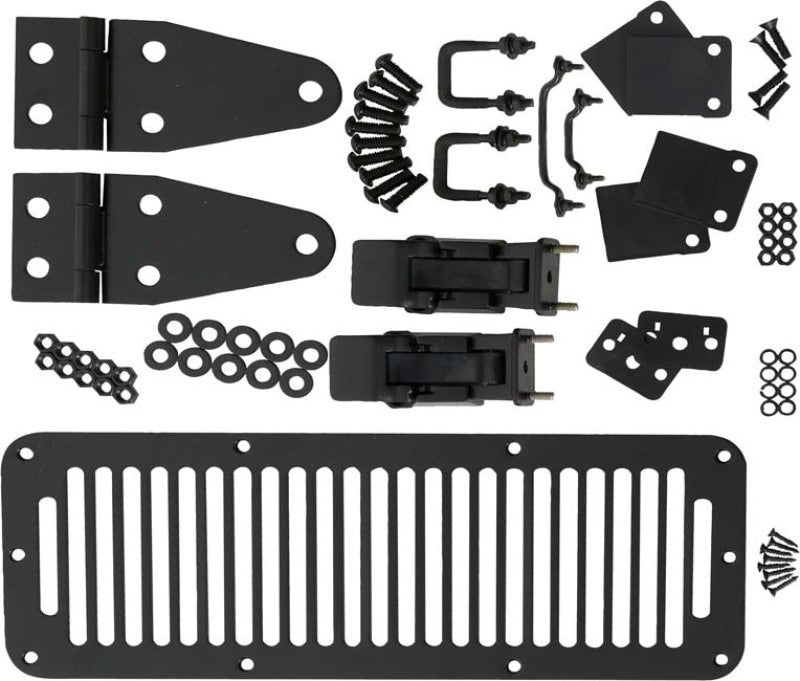 Kentrol 50570 78-95 Jeep CJ/Wrangler YJ Hood Kit With TJ Style Hood Catch - Powdercoat Black