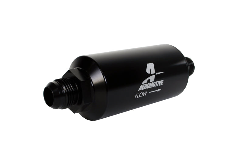 Aeromotive 12388 In-Line Filter - (AN -10 Male) 40 Micron Stainless Mesh Element Bright Dip Black Finish