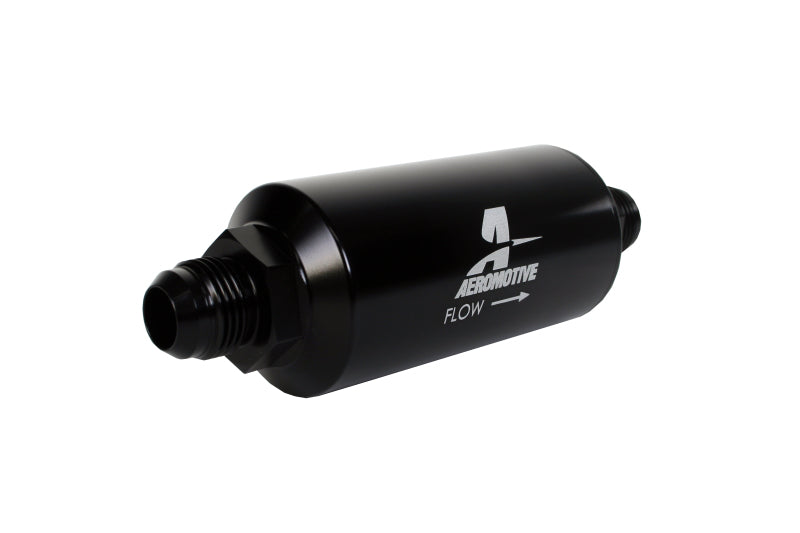 Aeromotive 12388 In-Line Filter - (AN -10 Male) 40 Micron Stainless Mesh Element Bright Dip Black Finish