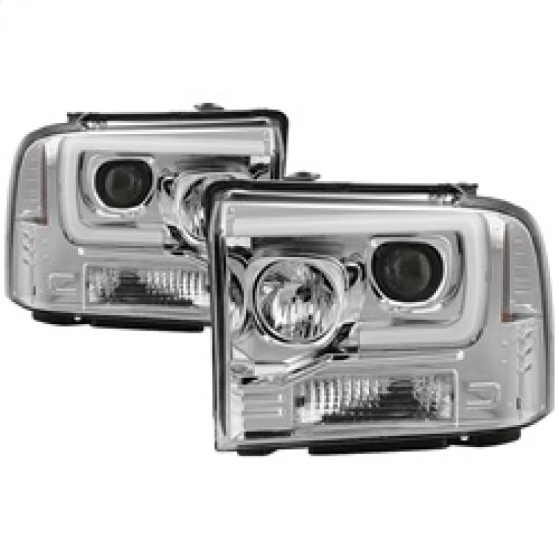 SPYDER 5084682 Spyder 05-07 Ford F250/350/450 SD Ver 2 Proj Headlights - Light Bar DRL - Black PRO-YD-FS05V2-LB-C