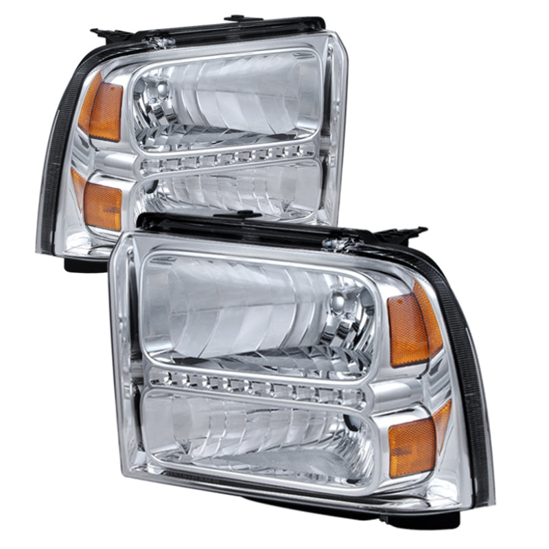 SPYDER 9026973 xTune Ford F250/350/450 Super Duty 05-07 Crystal Headlights w/ LED Chrome HD-JH-FS05-LED-C