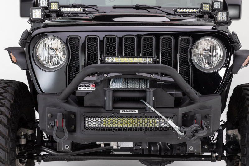 Go Rhino 331101T 07-20 Jeep Wrangler JL/JLU/JK/JKU/Gladiator JT Rockline Front Stubby Bumper w/ Overrider