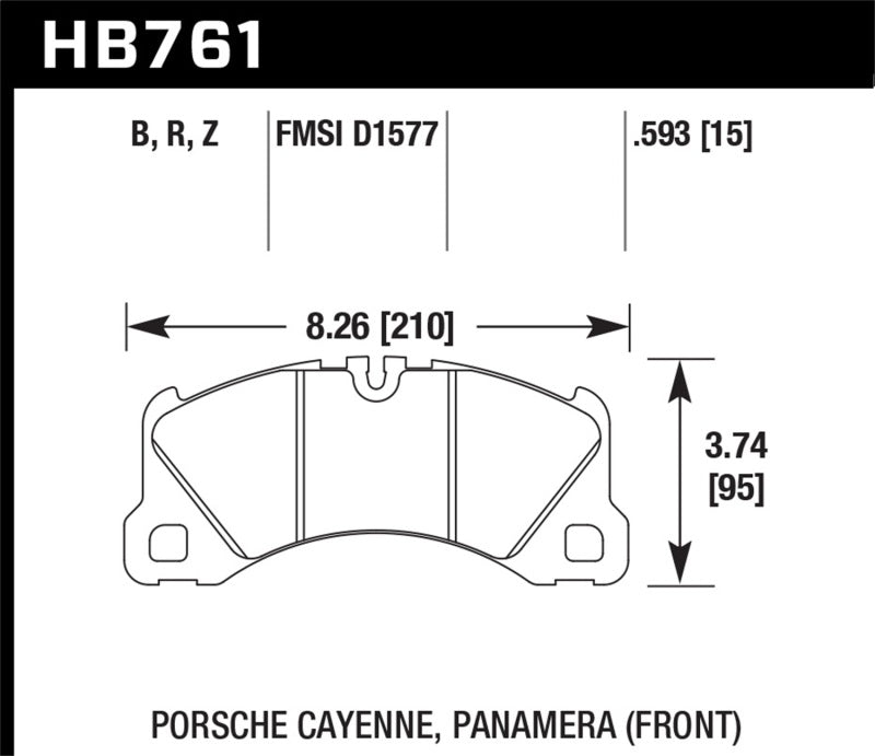 Hawk Performance HB761Z.593 Hawk 10-13 Porsche Panamera / 12-15 Cayenne Performance Ceramic Luxury & Touring Front Brake Pad