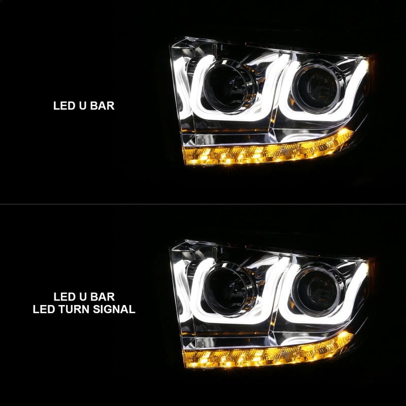 ANZO 111319 2014-2016 Toyota Tundra Projector Headlights w/ U-Bar Chrome