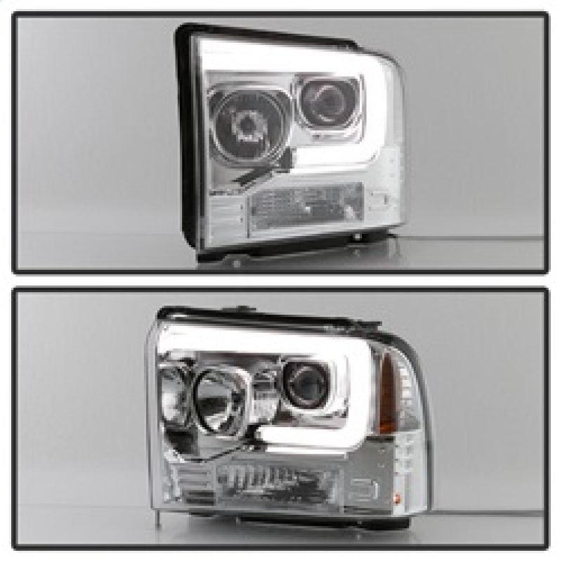 SPYDER 5084682 Spyder 05-07 Ford F250/350/450 SD Ver 2 Proj Headlights - Light Bar DRL - Black PRO-YD-FS05V2-LB-C