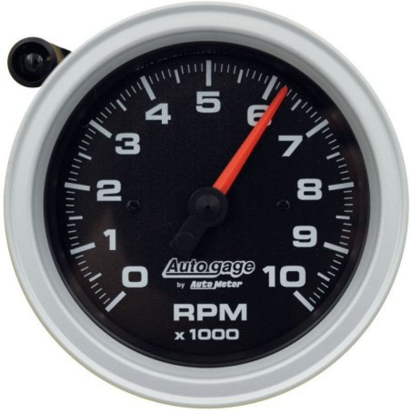 AutoMeter 233908 Tachometer Gauge 10K RPM 3 3/4in Pedestal w/Ext. Shift-Light - Black Dial/Black Case