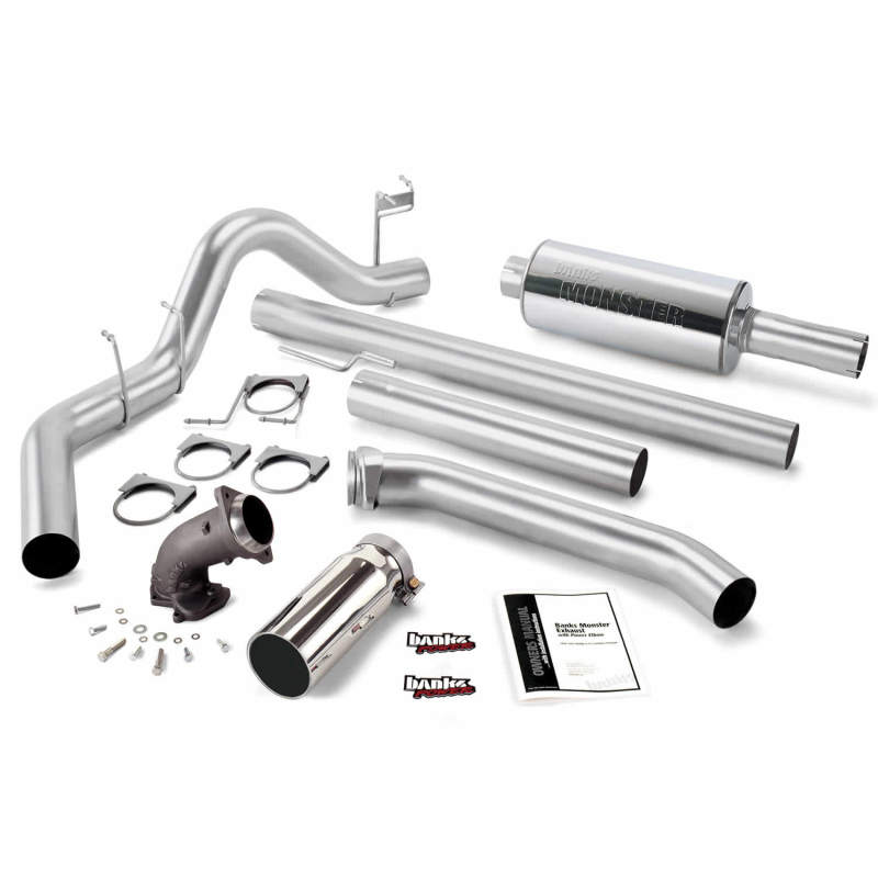 Banks Power 48638 98-02 Dodge 5.9L Ext Cab Monster Exh w/ Power Elbow - SS Single Exh w/ Chrome Tip