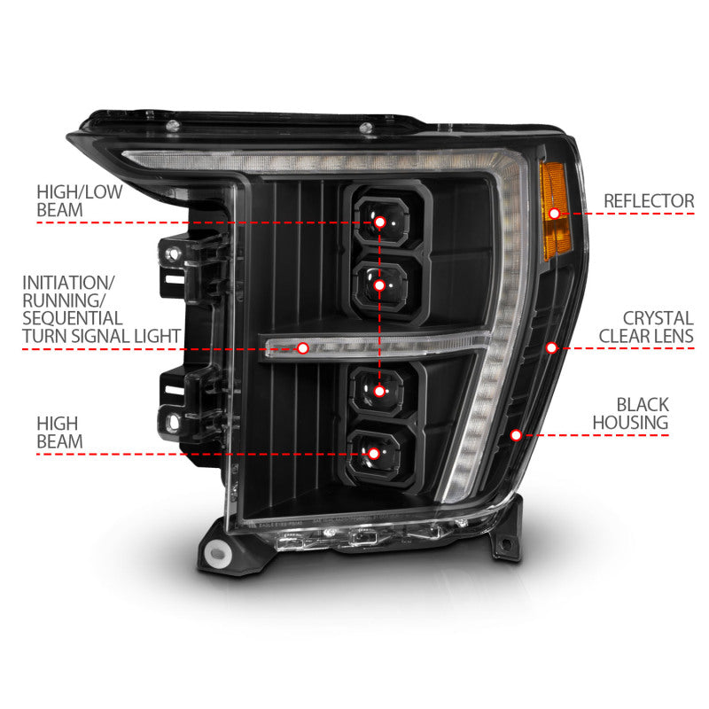 ANZO 111593X-R 21-23 Ford F-150 (w/Factory Halogen) Z-Series Full LED Proj Headlights - Pass. Side ONLY