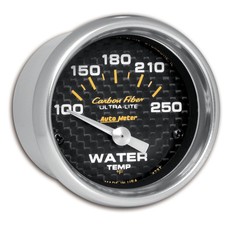 AutoMeter 4737 Autometer Carbon Fiber 52mm 100-250 Deg F Electronic Water Temp Gauge