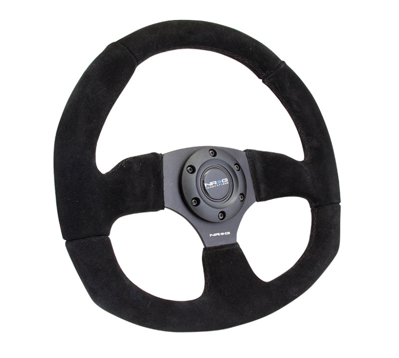 NRG RST-009S Reinforced Steering Wheel (320mm Horizontal / 330mm Vertical) Black Suede w/Black Stitching