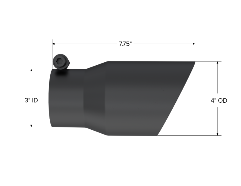 MBRP T5122BLK Tip 3in Round x 4in Inlet OD Dual Walled Angled Black Tip - Fits all 3in Exhausts