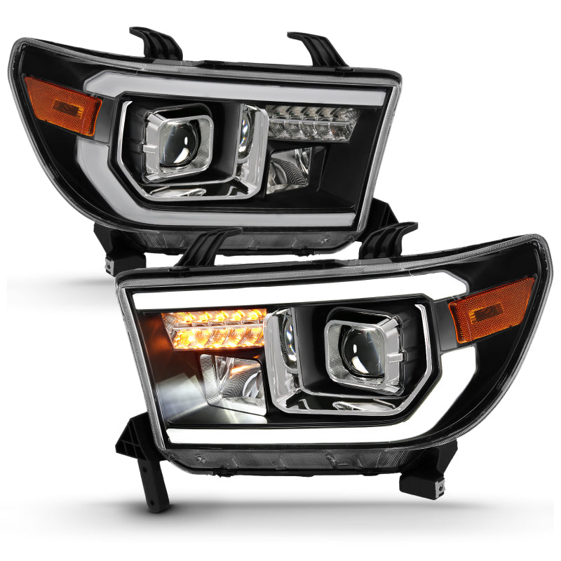 ANZO 111447 2007-2014 Toyota Tundra Projector Light Bar H.L Black Amber(Led High Beam) (Halogen Version)