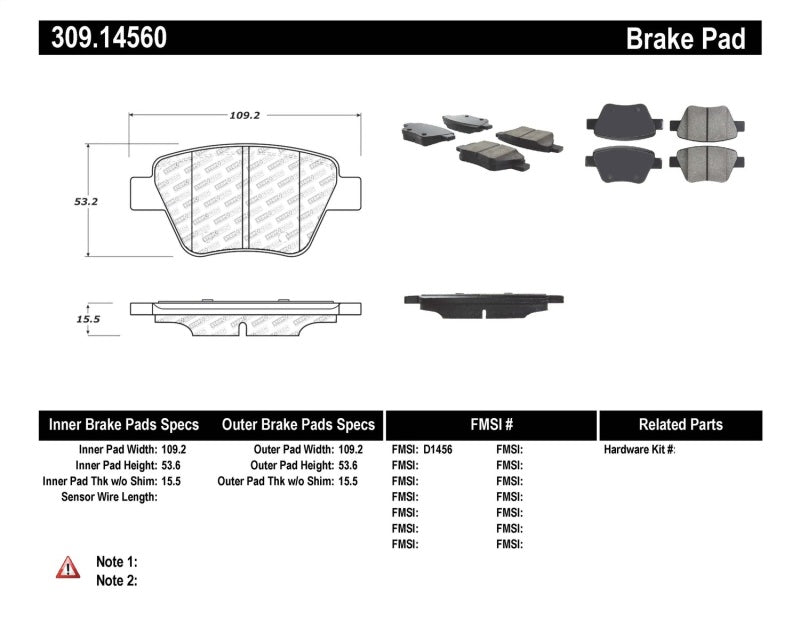 Stoptech 309.14560 StopTech Performance Volkswagen Rear Brake Pads