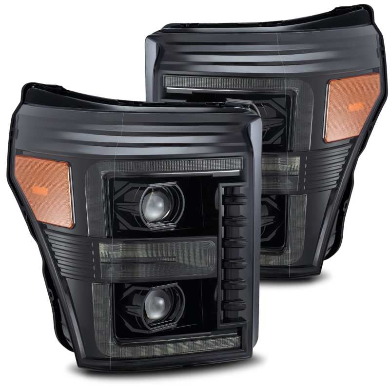 AlphaRex 880143 11-16 Ford F-350 SD LUXX LED Proj Headlights Plank Style Alpha Blk w/Activ Light/Seq Signal