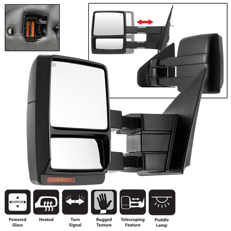 SPYDER 9935381 xTune Ford F150 07-14 Power Heated Amber LED Signal Telescoping Mirror Left MIR-FF15007S-PWH-AM-L