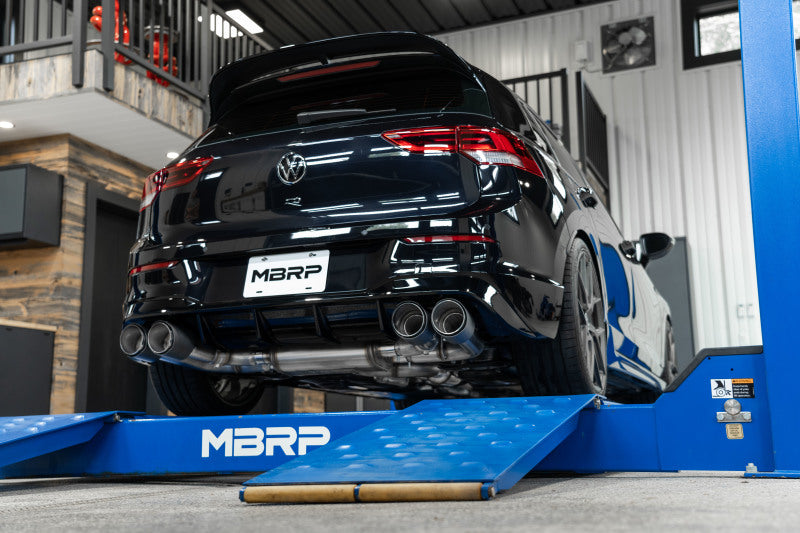 MBRP S46133CF 2022 Volkswagen Golf R MK8 T304 Stainless Steel 3in Cat-Back, Quad Rear Exit- Carbon Fiber Tip