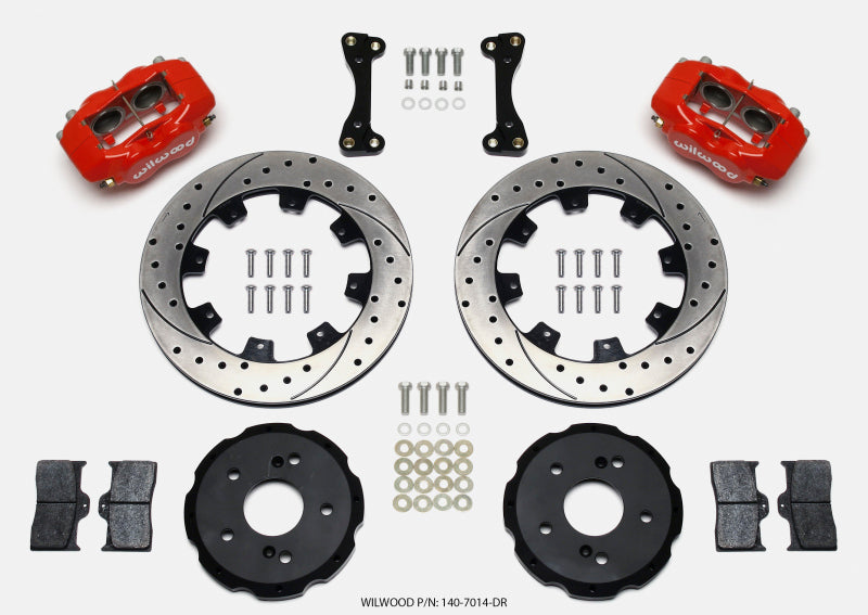 Wilwood 140-7014-DR Forged Dynalite Front Hat Kit 12.19in Drilled Red 02-06 Acura RSX-5 Lug