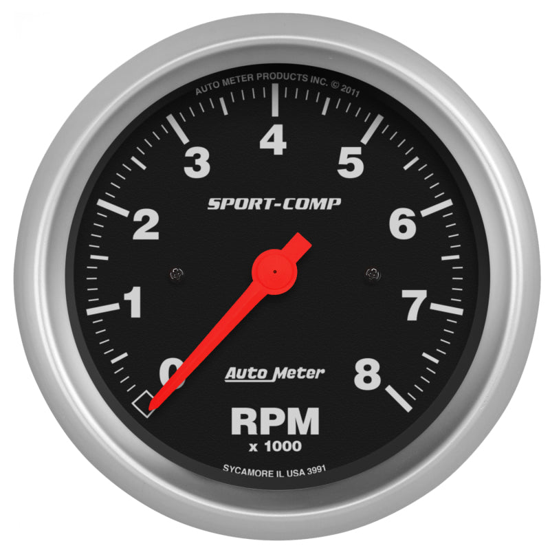AutoMeter 3991 Autometer Sport-Comp 3-3/8 inch 8000 RPM Electronic In Dash Tach