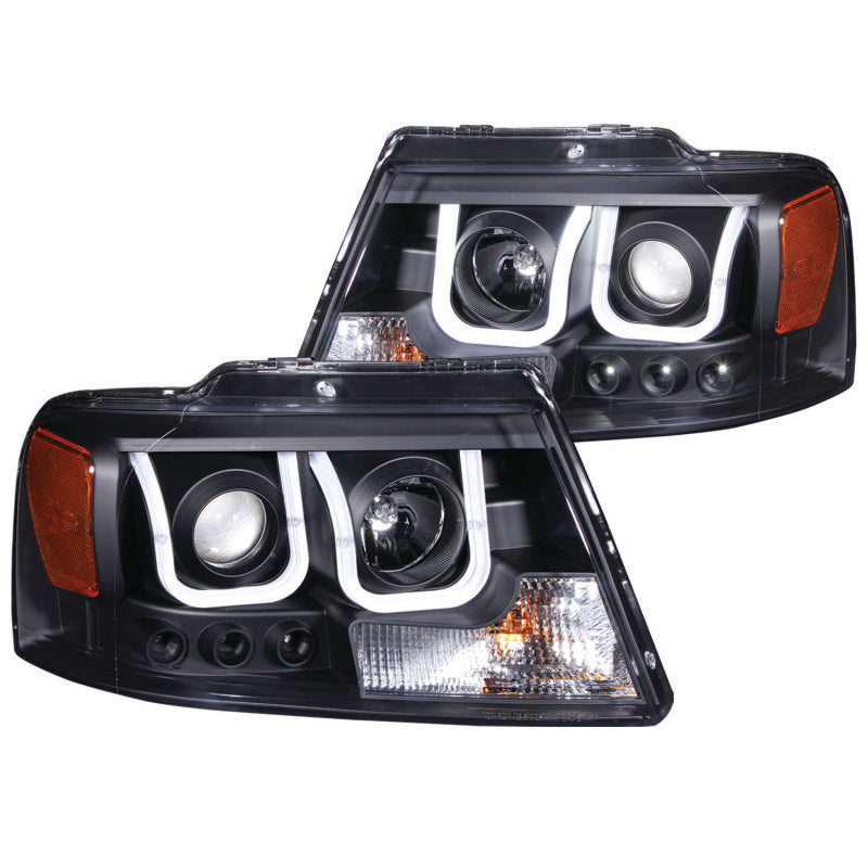 ANZO 111288 2004-2008 Ford F-150 Projector Headlights w/ U-Bar Black