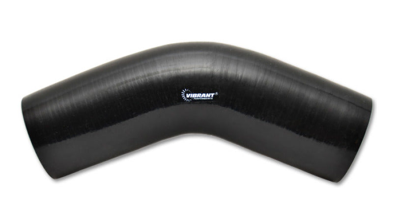 Vibrant 2917 4 Ply Reinforced Silicone Elbow Connector - 5in ID x 4in Leg 45 Deg Elbow (BLACK)