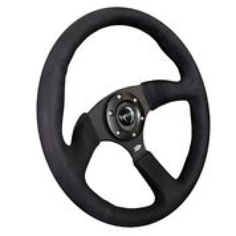 NRG RST-023MB-SA Reinforced Steering Wheel (350mm / 2.5in. Deep)Blk Alcantara Comfort Grip w/4mm Matte Blk Spokes