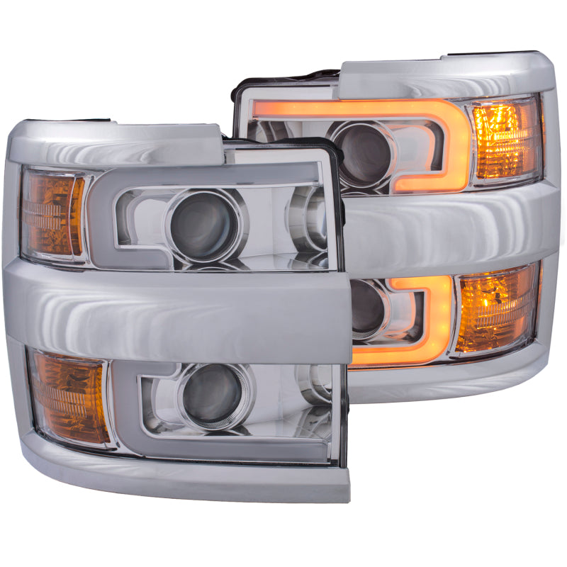 ANZO 111366 Projector Headlights 15-17 Chevrolet Silverado 2500HD / 3500HD Chrome w/ Chrome Rim