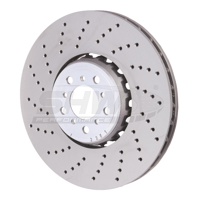 SHW Performance BFL48501 SHW 15-18 BMW X5 M 4.4L Left Front Cross-Drilled Lightweight Brake Rotor (34112284901)
