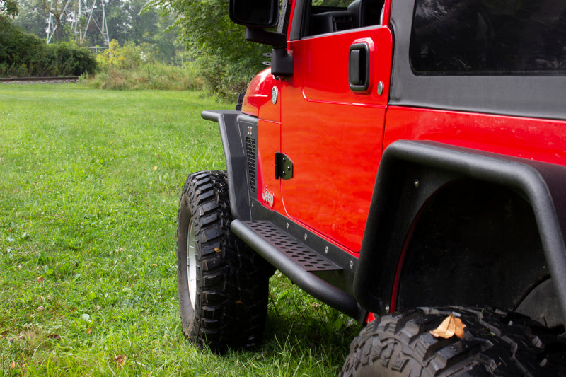Fishbone Offroad FB23028 97-06 Jeep Wrangler TJ Steel Rock Slider - Black Textured Powdercoat