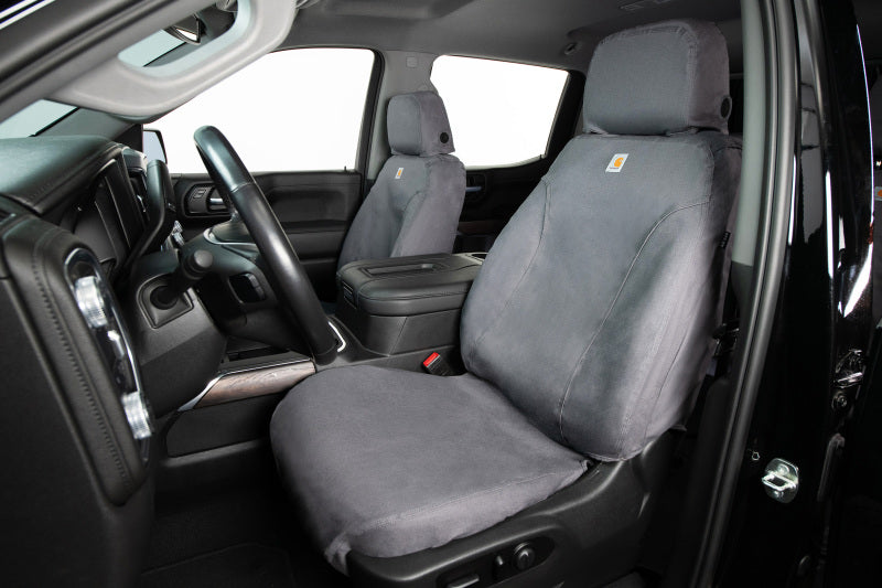 Covercraft SSC2517CAGY 17-19 Chevrolet Silverado Carhartt SeatSaver Custom Front Row Seat Covers - Gravel