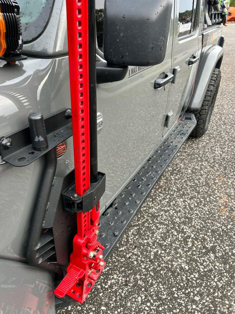 Go Rhino 701011T 18-24 Jeep Wrangler JL/JLU/JT Front Fender Jack Mount for Hi-Lift Jack - Tex. Blk