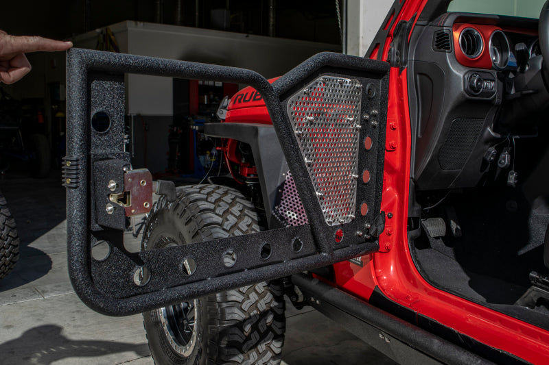 DV8 Offroad RDJL-01F Jeep 18+ Wrangler JL / 20+ Gladiator JT Front Rock Doors w/ Perforated Aluminum Mesh