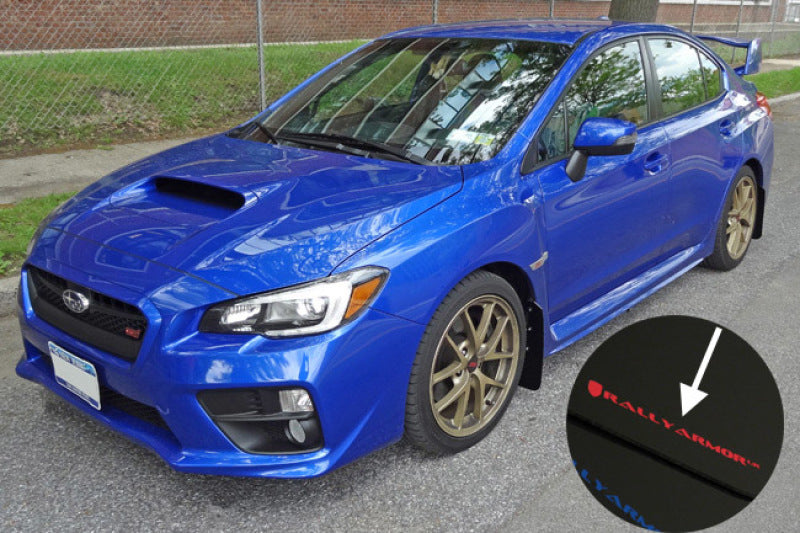 Rally Armor MF32-UR-BLK/RD 15-21 Subaru WRX/STI (Sedan ONLY) Black UR Mud Flap w/ Red Logo