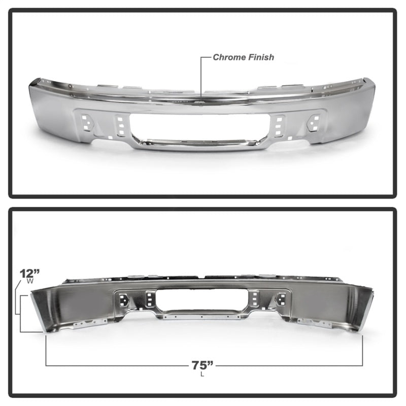 SPYDER 9948473 Spyder Ford F150 09-14 w/o Fog Light Hole Front Bumper - Chrome (OEM # 9L3Z17757A)