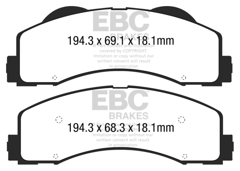 EBC DP43034R 15+ Ford F150 2.7 Twin Turbo (2WD) Yellowstuff Front Brake Pads