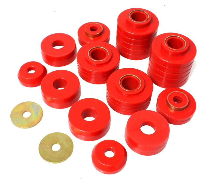 Energy Suspension 4.4107R 80-98 Ford F250/F350 / 80-92 Ford F100/F150 / 85-98 Ford F450 Red Body Mount Set