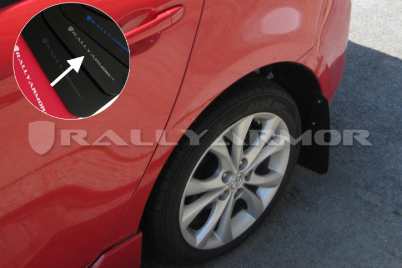 Rally Armor MF17-UR-BLK/SIL 10-13 Mazda3/Speed3 (Hatch/Sedan) Black UR Mud Flap w/Silver Logo