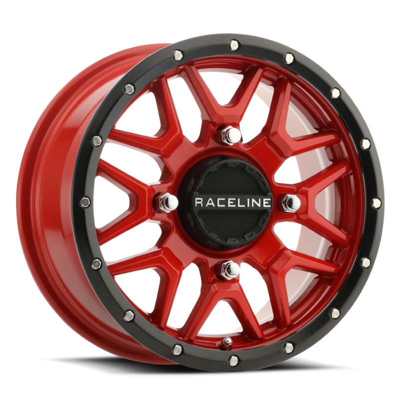 Raceline A94R-47056+38 A94R Krank 14x7in / 4x156 BP / 38mm Offset / 132.5mm Bore - Red & Black Lip Wheel