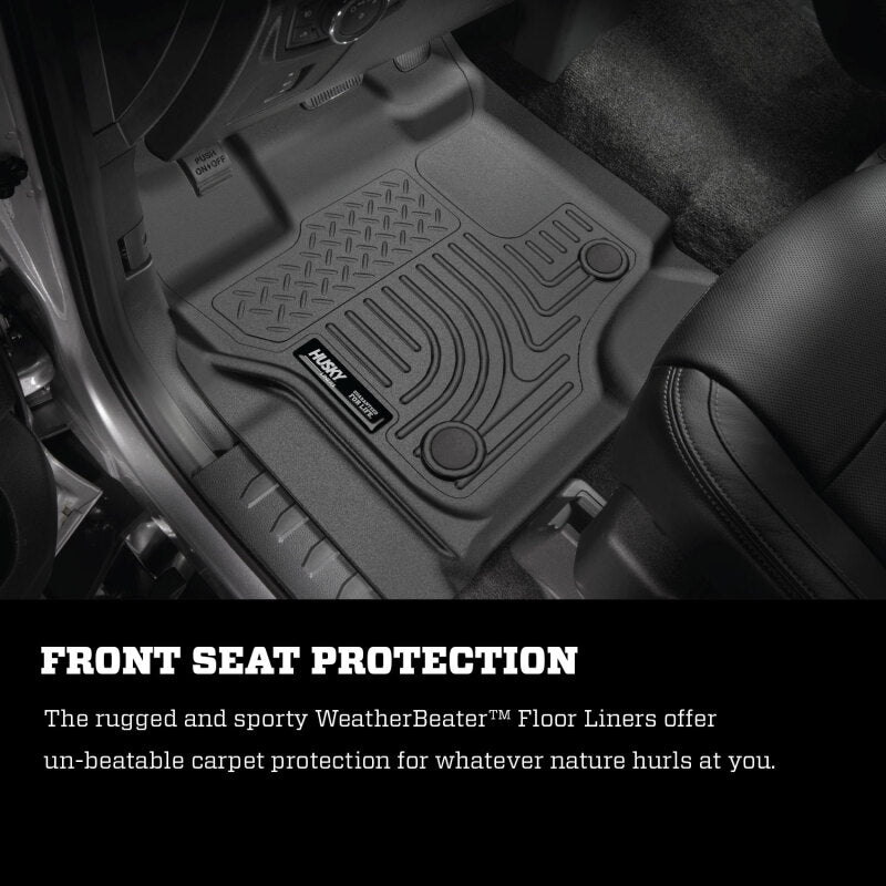 Husky Liners 94101 2019+ Ford Ranger SuperCrew Cab Weatherbeater Black Front & 2nd Seat Floor Liners
