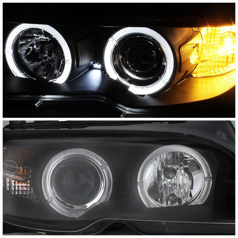 SPYDER 5077141 Spyder BMW E46 3-Series 04-06 2 DR Projector Halogen Model- LED Halo Blk PRO-YD-BMWE4604-2DR-HL-BK