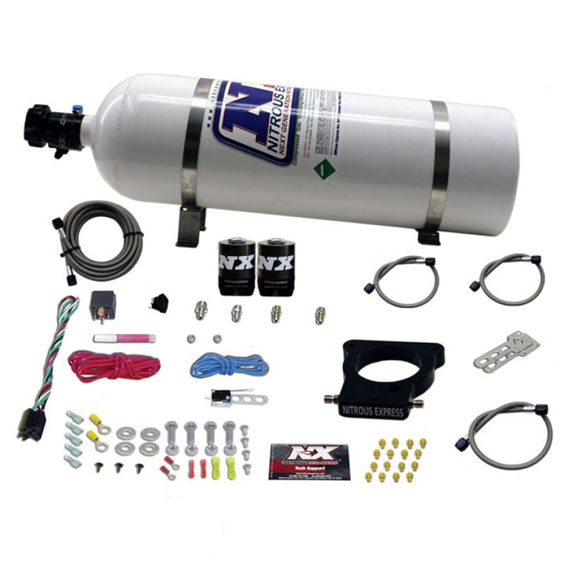 Nitrous Express 20935-15 GM LS 78mm 3-Bolt Nitrous Plate Kit (50-350HP) w/15lb Bottle