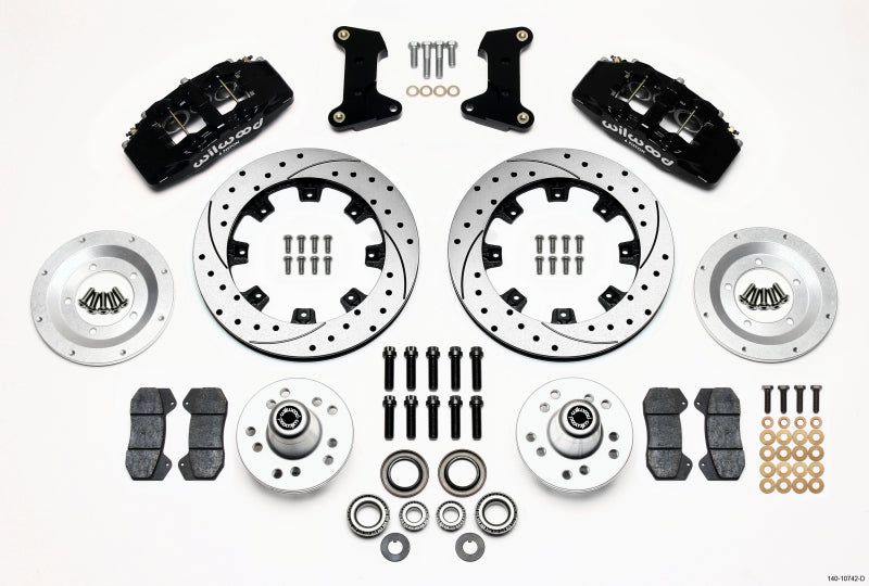 Wilwood 140-10742-D Dynapro 6 Front Hub Kit 12.19in Drilled 74-80 Pinto/Mustang II Disc Spindle only