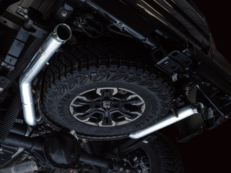 AWE Tuning 3015-31972 22-23 GMC Sierra 1500 AT4X 6.2L 0FG Catback Split Dual (Flat Bumper) - Bashguard(No Tips)