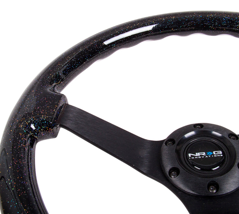 NRG RST-036BSB-BK Reinforced Steering Wheel (350mm / 3in Deep) Classic Blk Sparkle Wood Grain w/Blk 3-Spoke Center